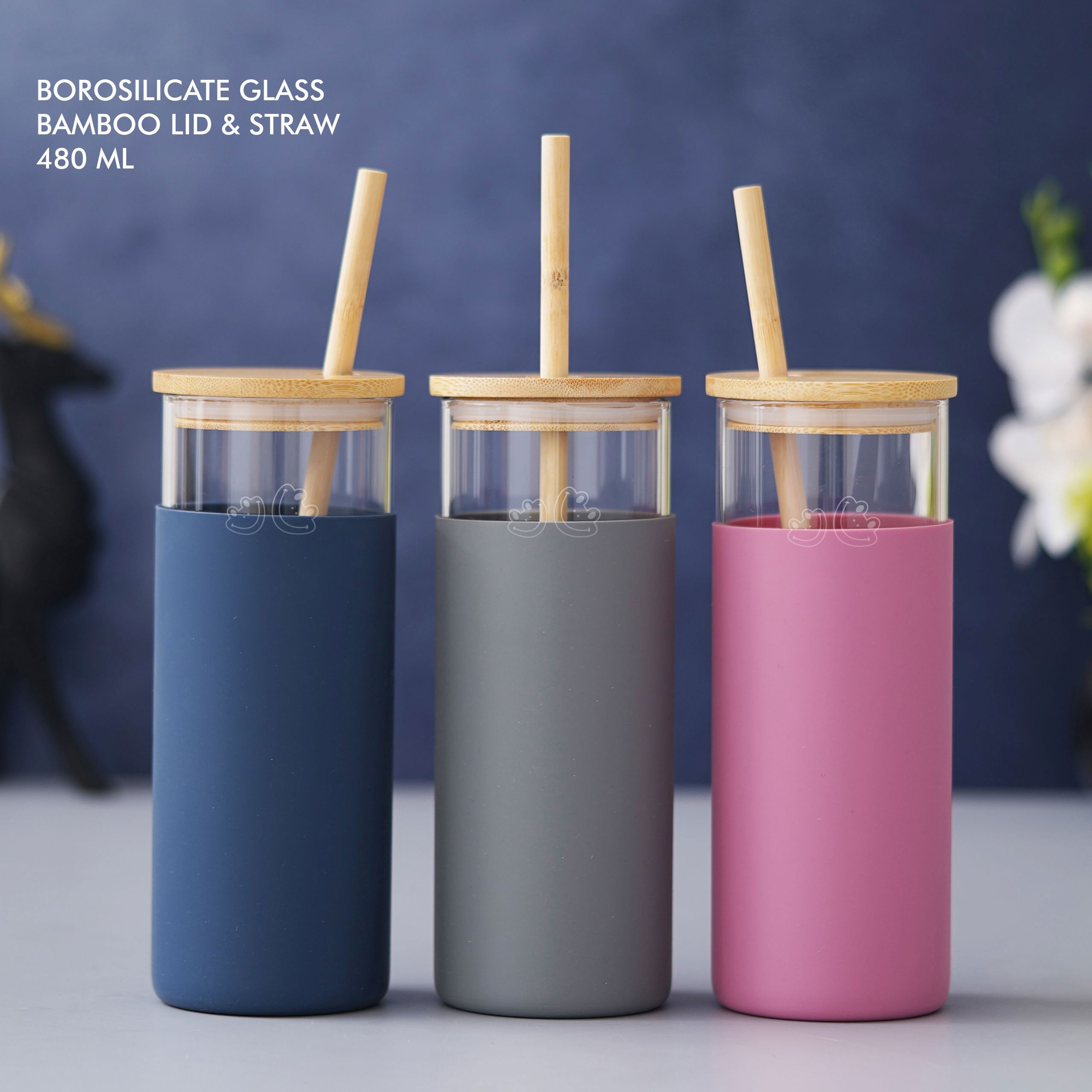 Tumbler with Bamboo straw & lid | Blue