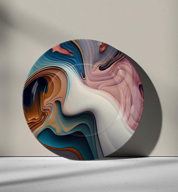 Epoxy abstract design wall decor plates with stand - Buytohfa